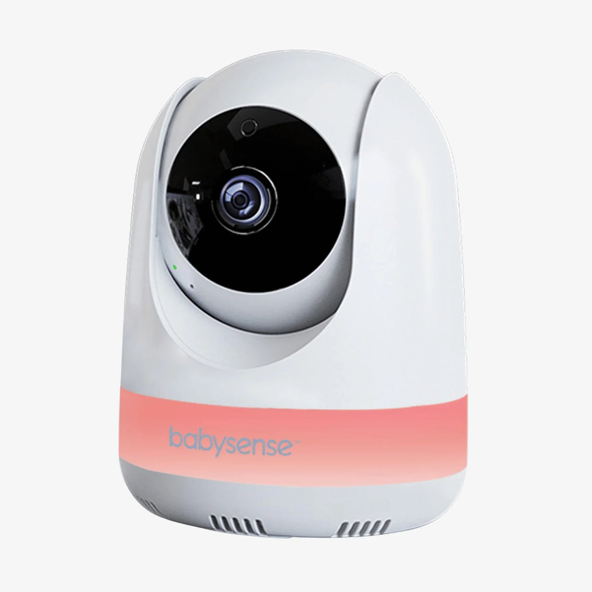 The Babysense Add-On Camera for Video Baby Monitor MaxviewPRO, now referred to as Babysense PRO, features a white unit with a black camera lens and a soft orange glowing base, making it a perfect hd baby monitor addition