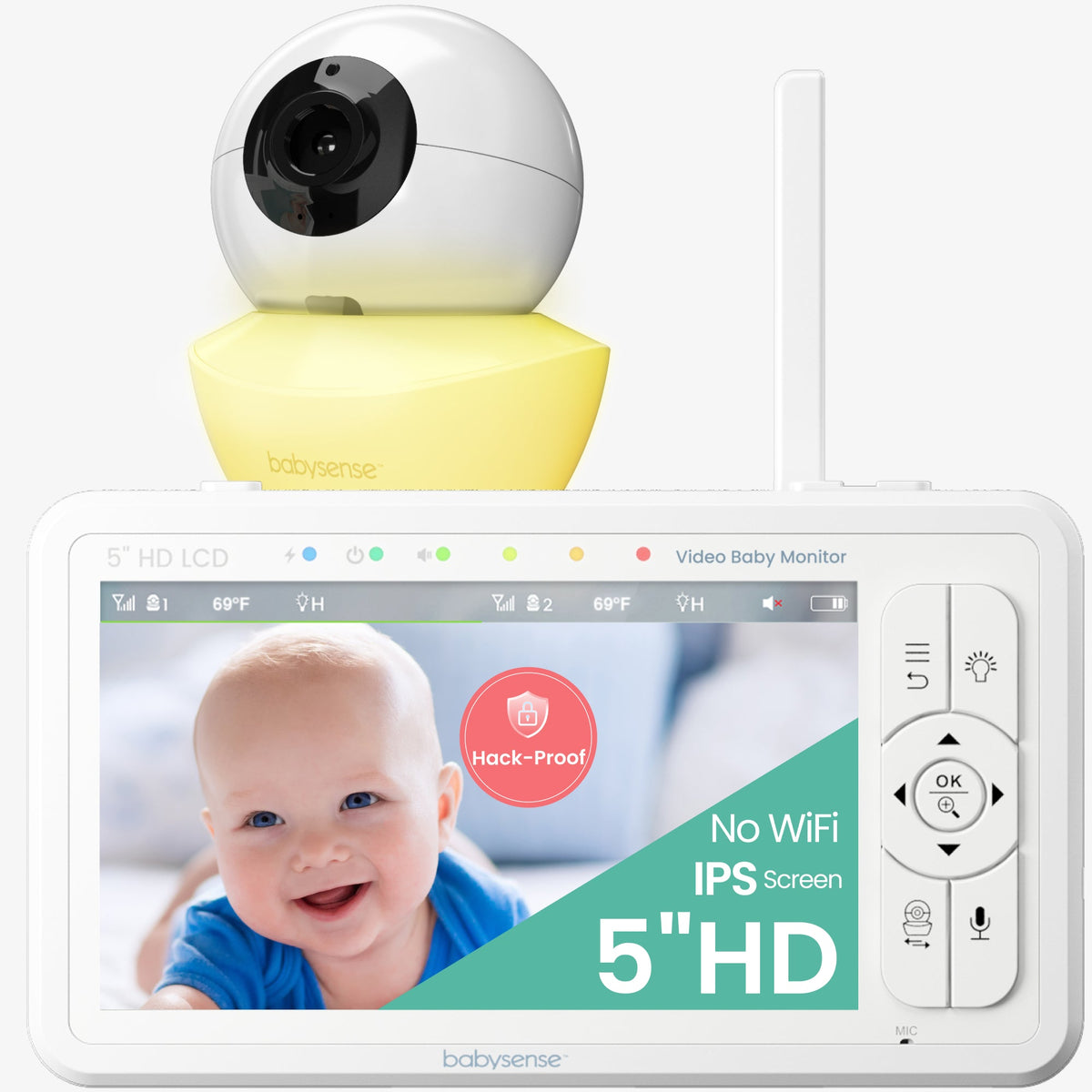 Babysense HD S2: Video Baby Monitor, One Camera, Non wifi, Night Light & Sound Machine - Babysense