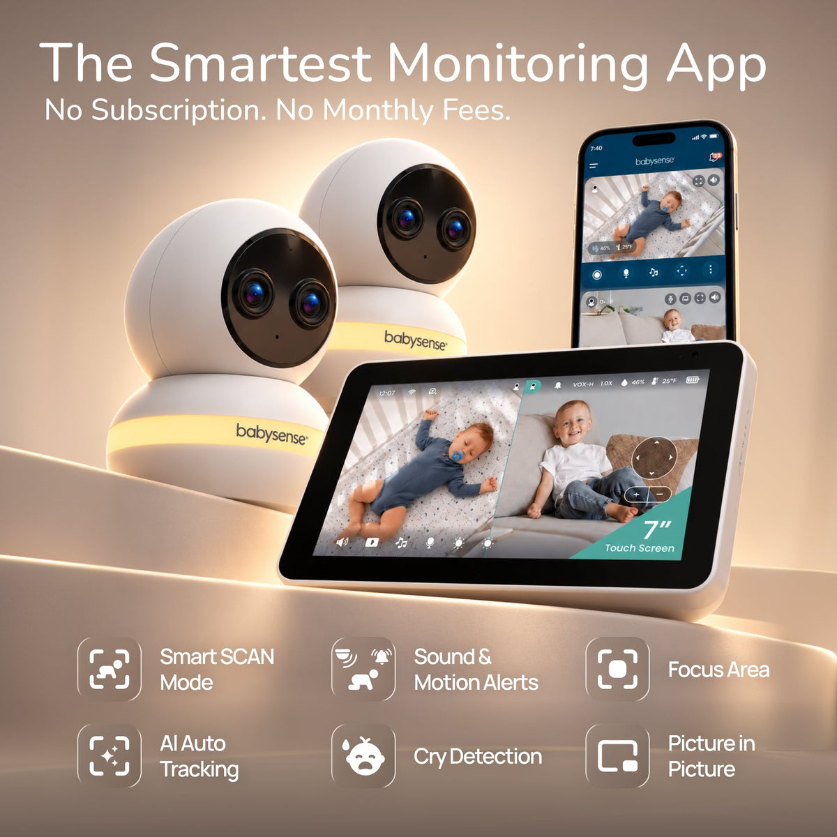 Touch™ Smart WiFi Baby Monitor | 7" Touchscreen - Babysense