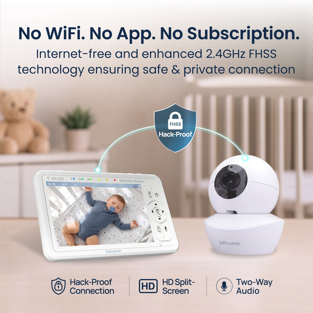 Babysense HD S2: Video Baby Monitor, One Camera, Non wifi, Night Light & Sound Machine - Babysense